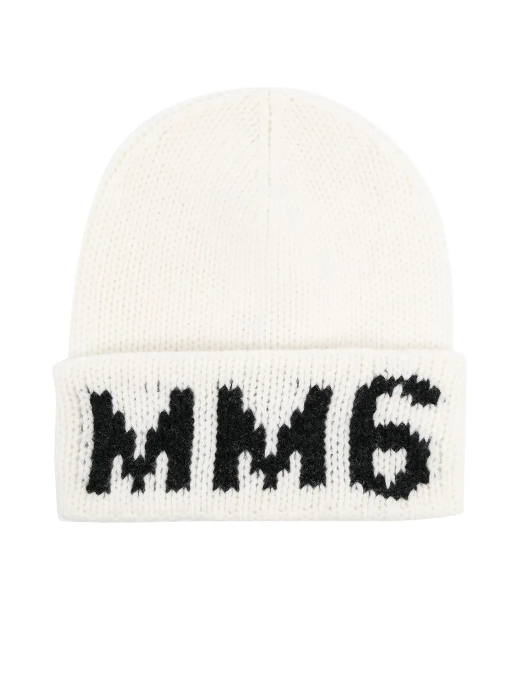 

MM6 Maison Margiela Kids logo-intarsia wool-blend beanie - White