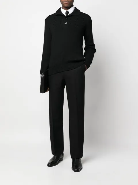 TOM FORD ribbed-knit quarter-button jumper