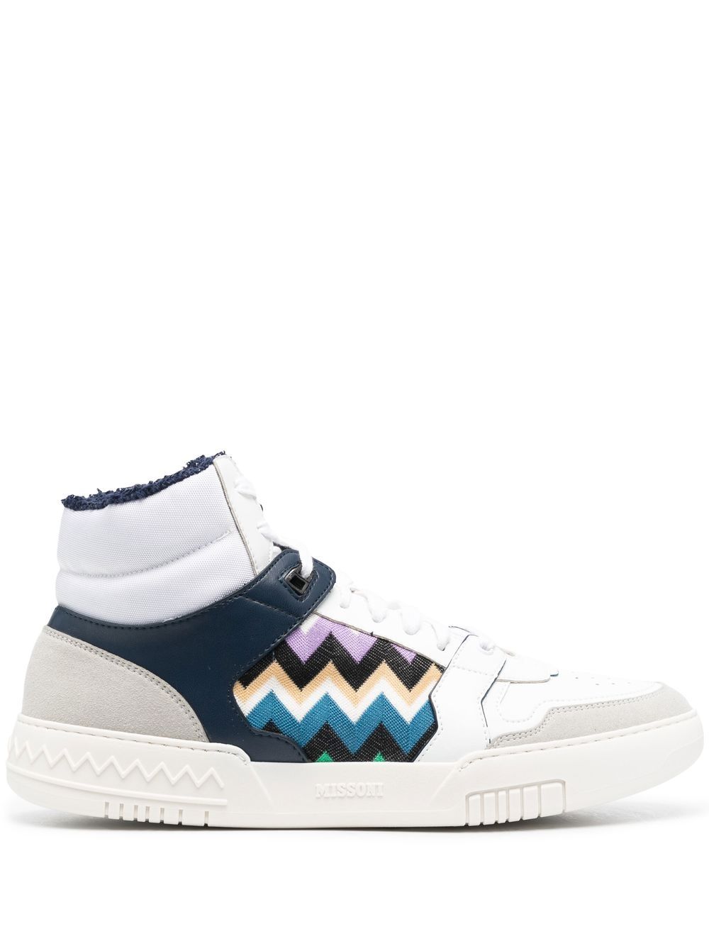 Shop Missoni Zigzag Hi-top Sneakers In Weiss