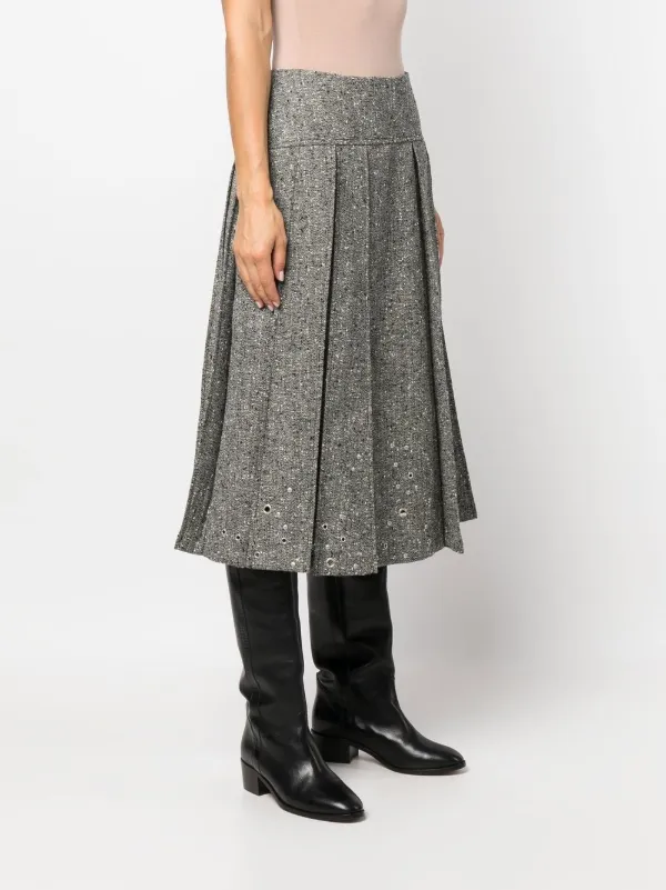 mid length pleated skirts grey