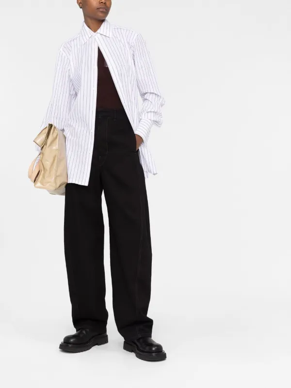トップス Maison Margiela Maison Margiela long-sleeve pinstripe-pattern Shirt | White