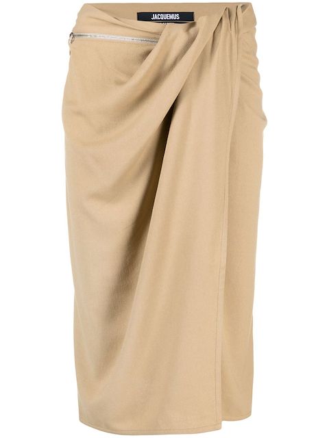 Jacquemus 보드리 개더 미디 스커트