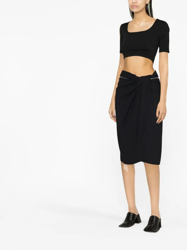 Jacquemus Bodri Gathered Midi Skirt | Black | FARFETCH
