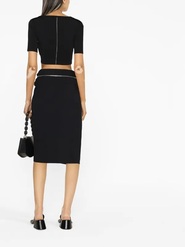 Jacquemus Bodri Gathered Midi Skirt | Black | FARFETCH