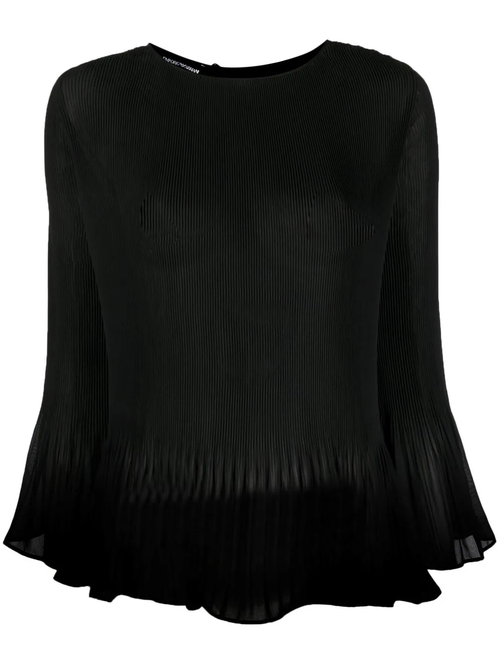 

Emporio Armani blusa plisada con dobladillo acampanado - Negro