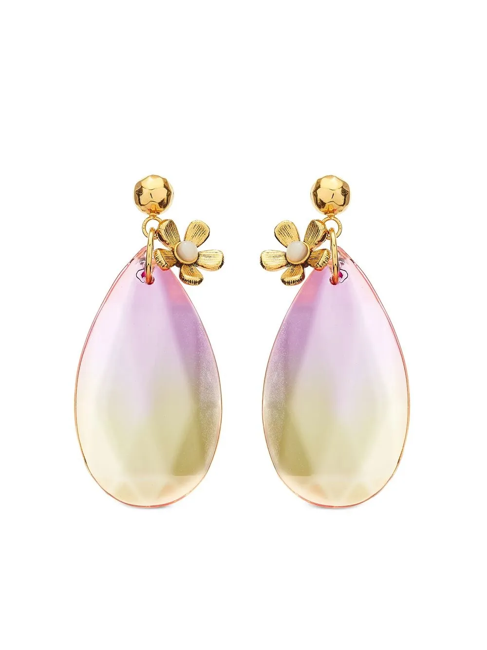 

Oscar de la Renta tear drop faceted earrings - Gold