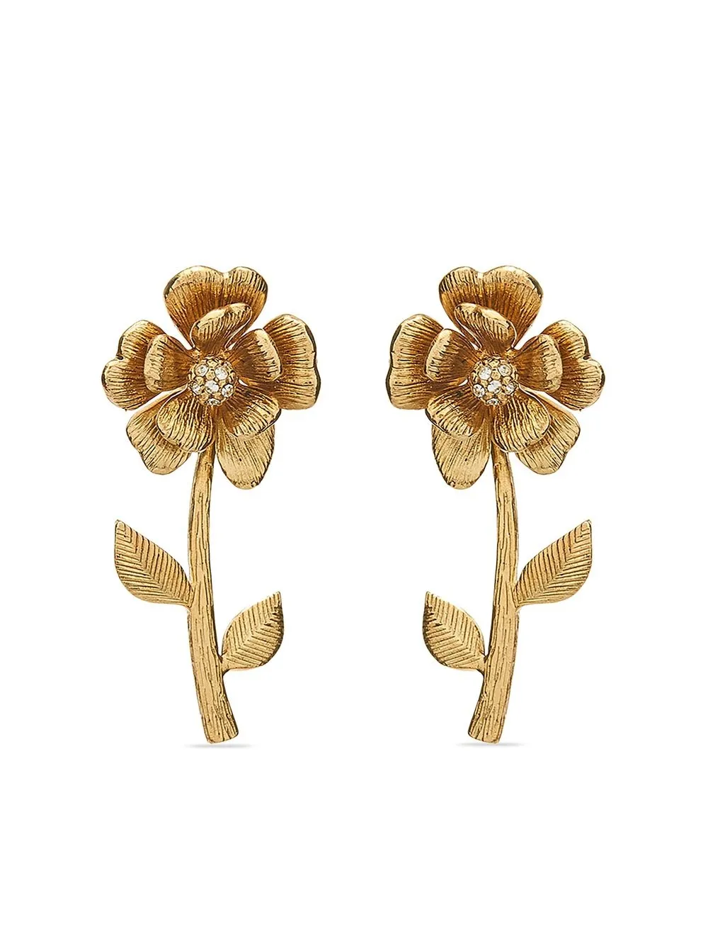 

Oscar de la Renta brass rose earrings - Gold