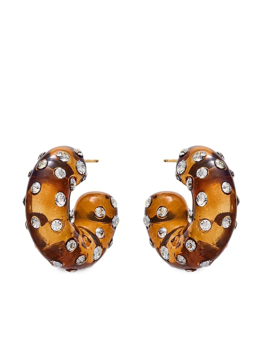 

Oscar de la Renta crystal embellished hoop earrings - Brown