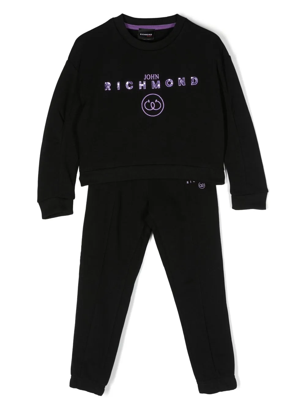 

John Richmond Junior traje deportivo bordado con lentejuelas - Negro