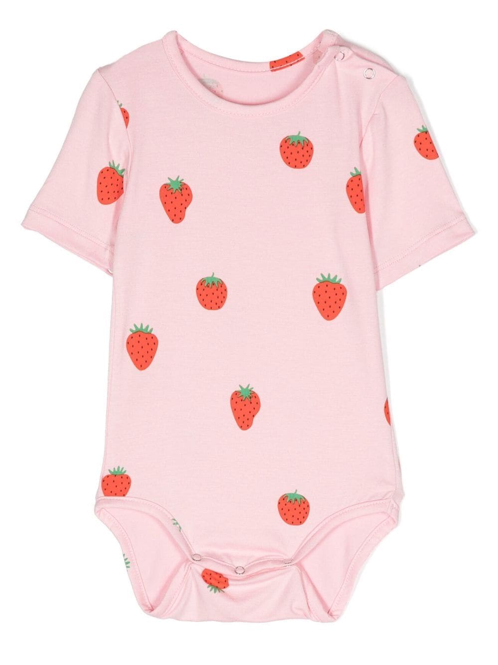 Wauw Capow By Bangbang Babies' Strawberry-print Short-sleeved Bodysuit In Pink