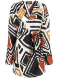 DSQUARED2 geometric-print wrap dress - White