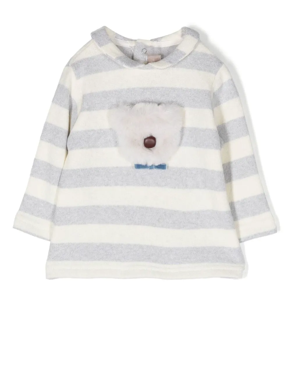 

La Stupenderia striped teddy-motif jumper - Grey