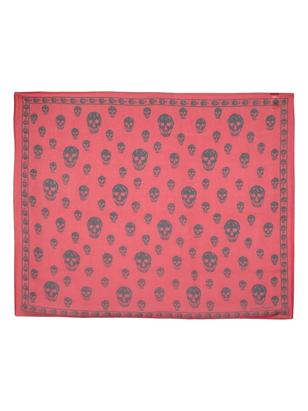 

Alexander McQueen mascada de seda con motivo Skull - Rojo