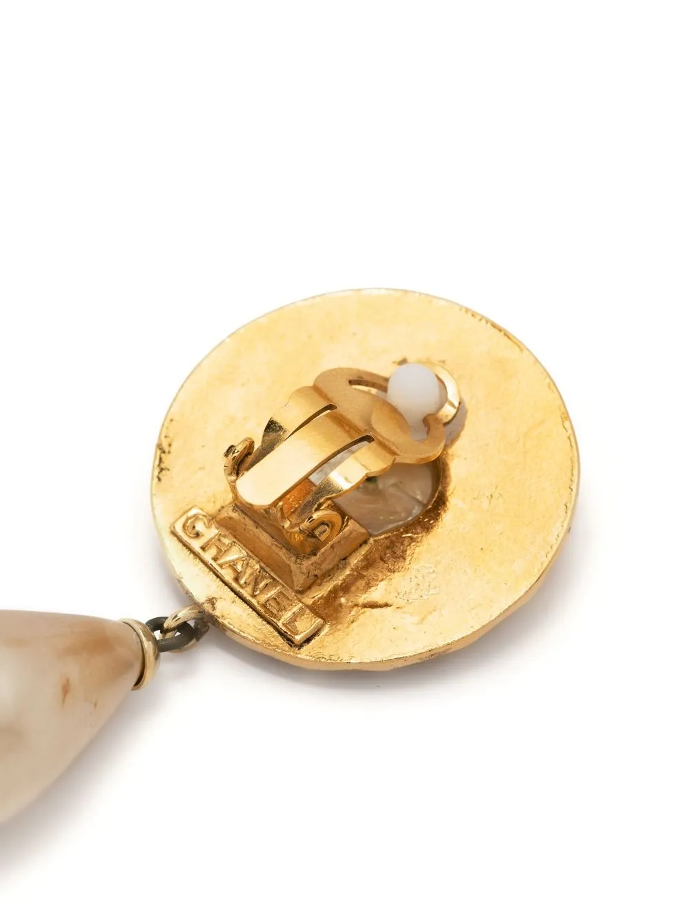  Chanel Pre Owned 1980s Clip On Drop Earrings   Gold 