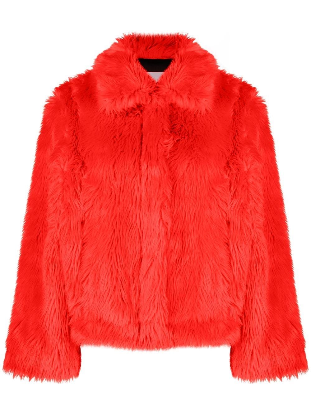 Shop Msgm Faux-fur Jacket In Rot