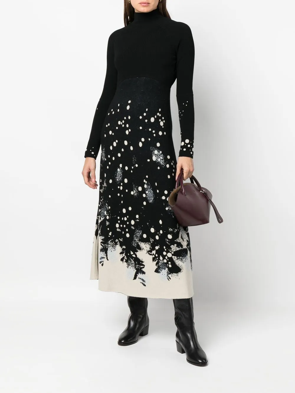 Durazzi Milano Jurk met grafische print - Zwart
