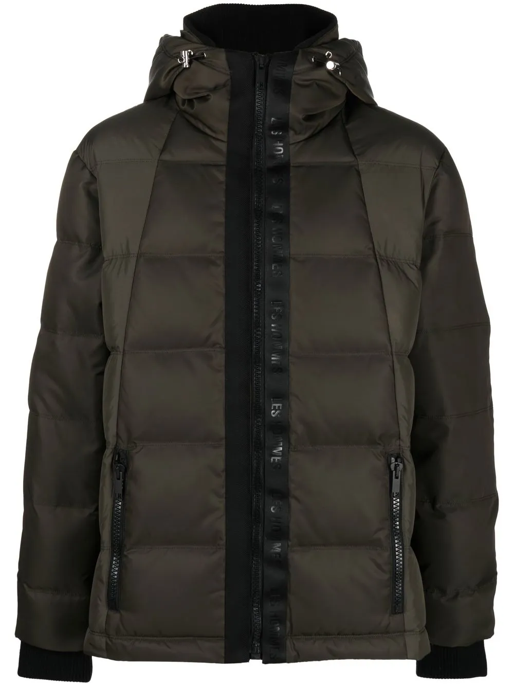 

LES HOMMES logo-print zip-up padded jacket - Green