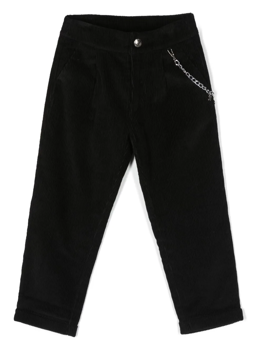 

John Richmond Junior chain-detail corduroy cotton trousers - Black