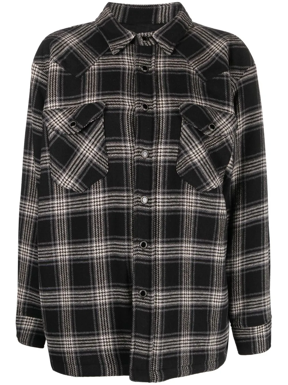 

Washington Dee Cee check-pattern beaded shirt-jacket - Black