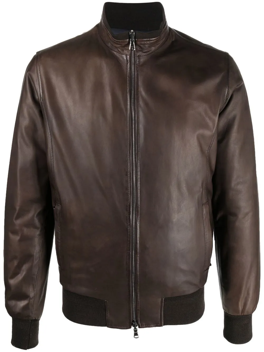 

Barba reversible leather padded jacket - Brown