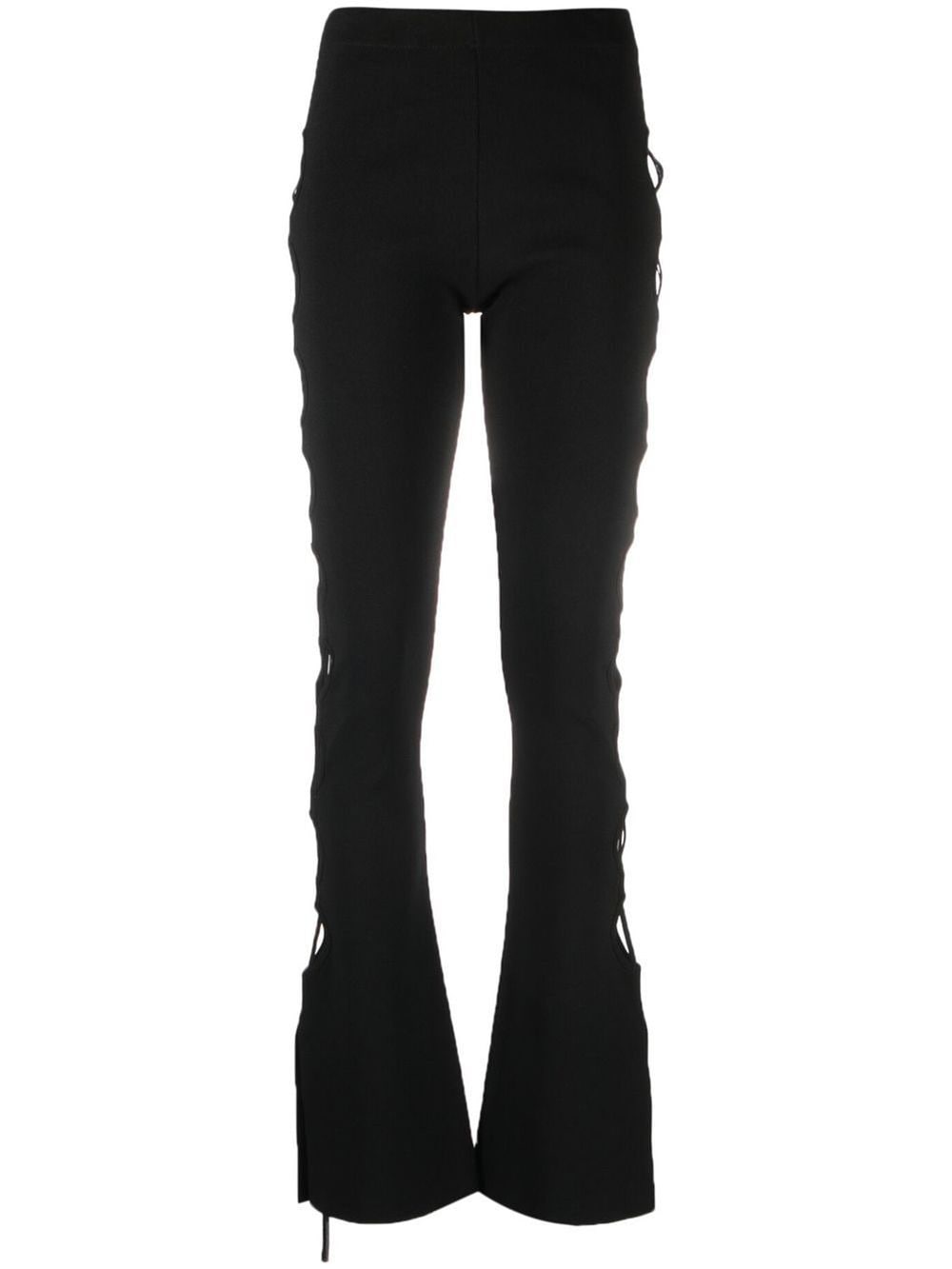 Shop Andreädamo Cut-out Flared Trousers In Black