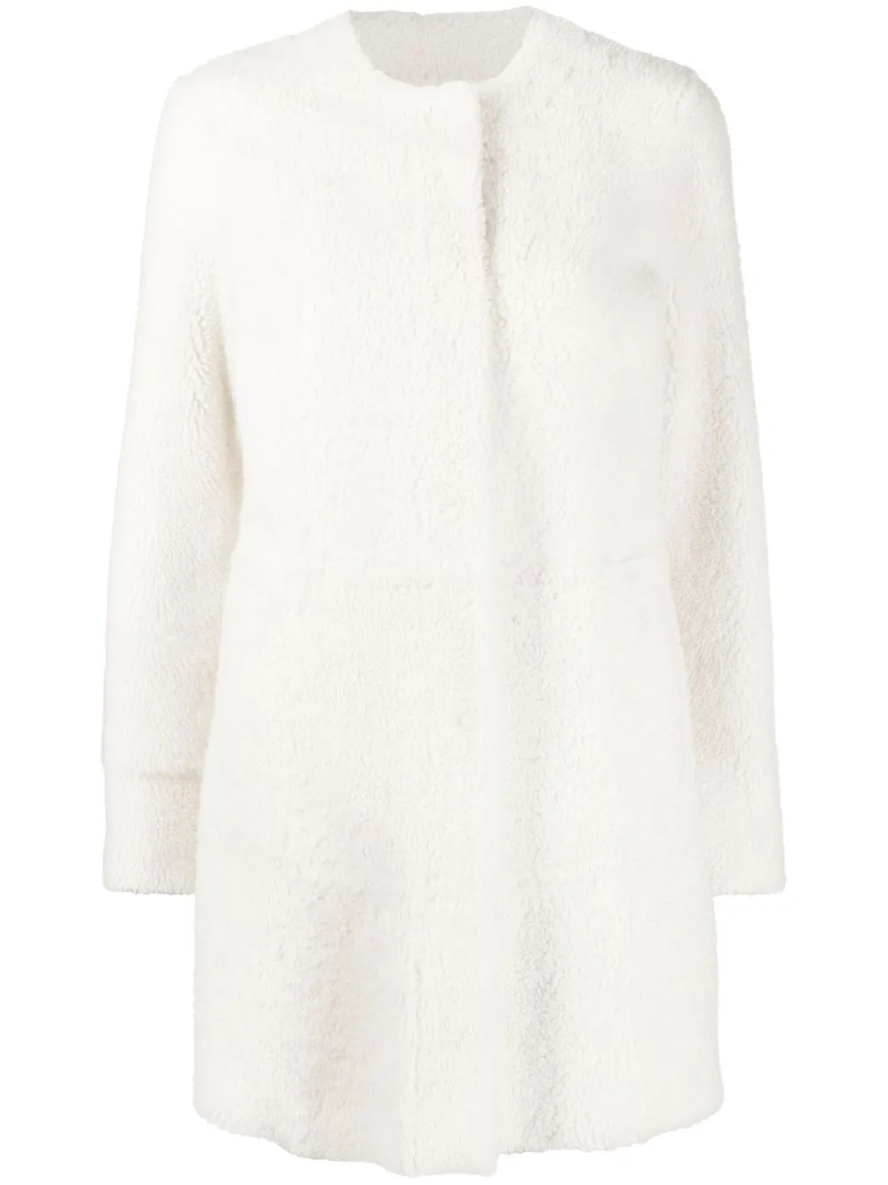 

Drome collarless shearling coat - White