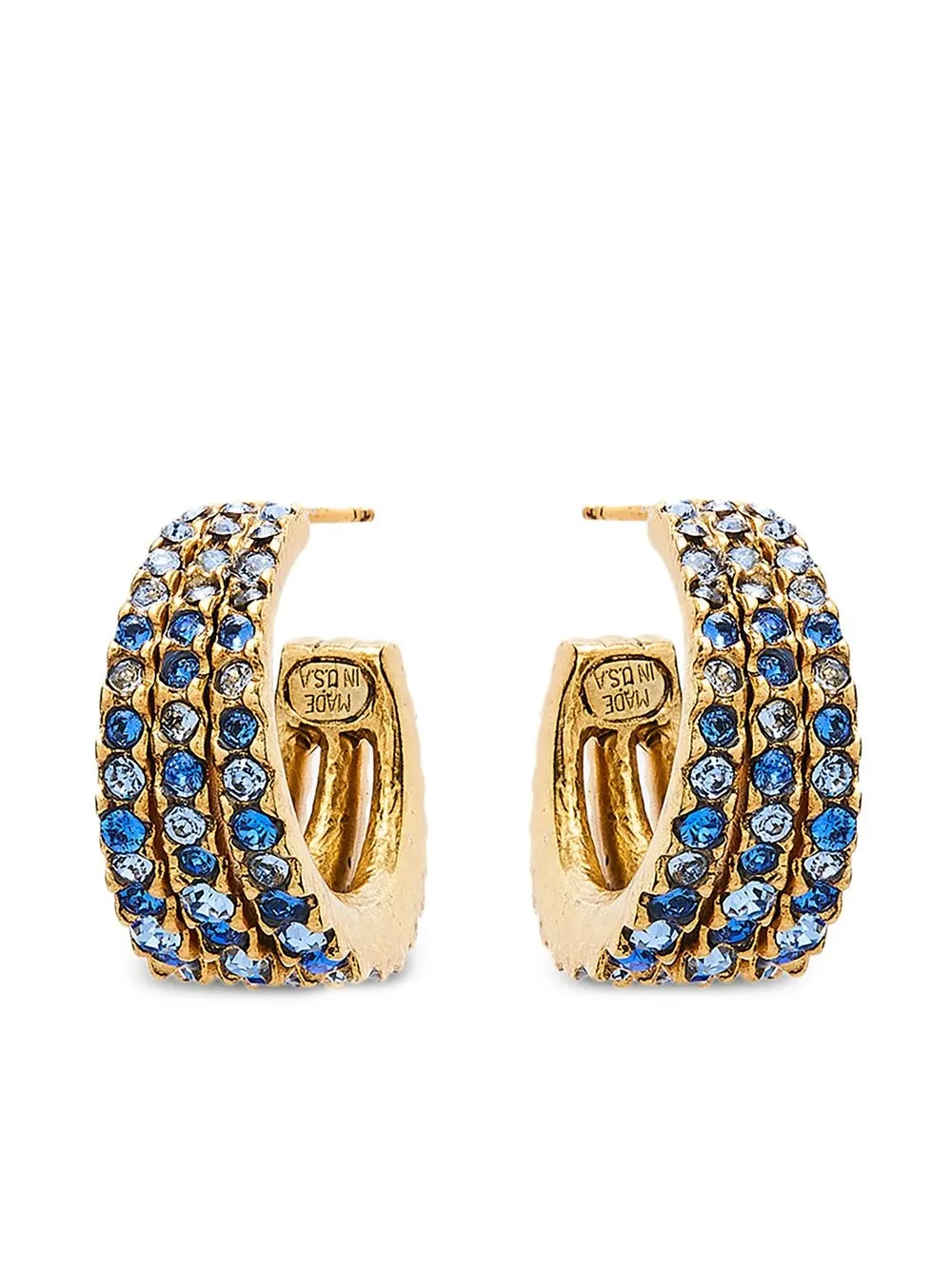 

Oscar de la Renta brass crystal embellished earrings - Gold