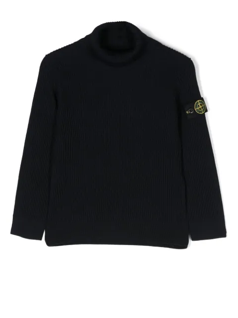 Stone Island Junior suéter con cuello vuelto y parche del logo