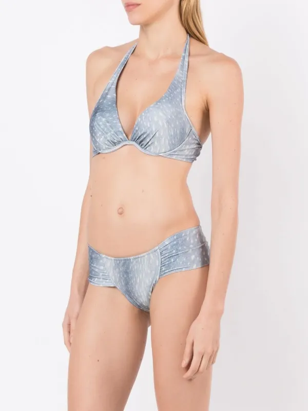 Adriana Degreas Stone-print half-cut Halterneck Bikini