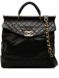 CHANEL Pre-Owned 1990 quilted briefcase crossbody bag - Black