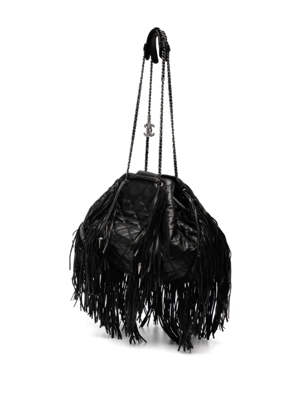 CHANEL Pre-Owned 2014 Western Fringe Shoulder Bag | Black | FARFETCH