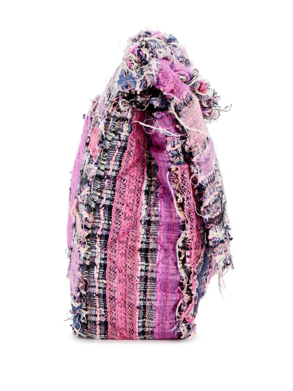 Pre-owned Chanel 2006-2008 Jumbo Tweed Double Flap Shoulder Bag In Pink