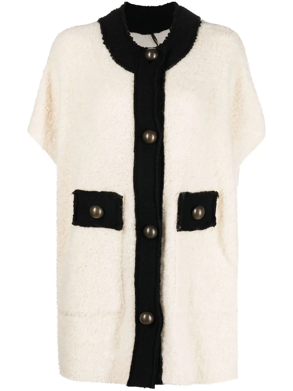 

PierAntonioGaspari short-sleeved wool-blend cardigan - Neutrals