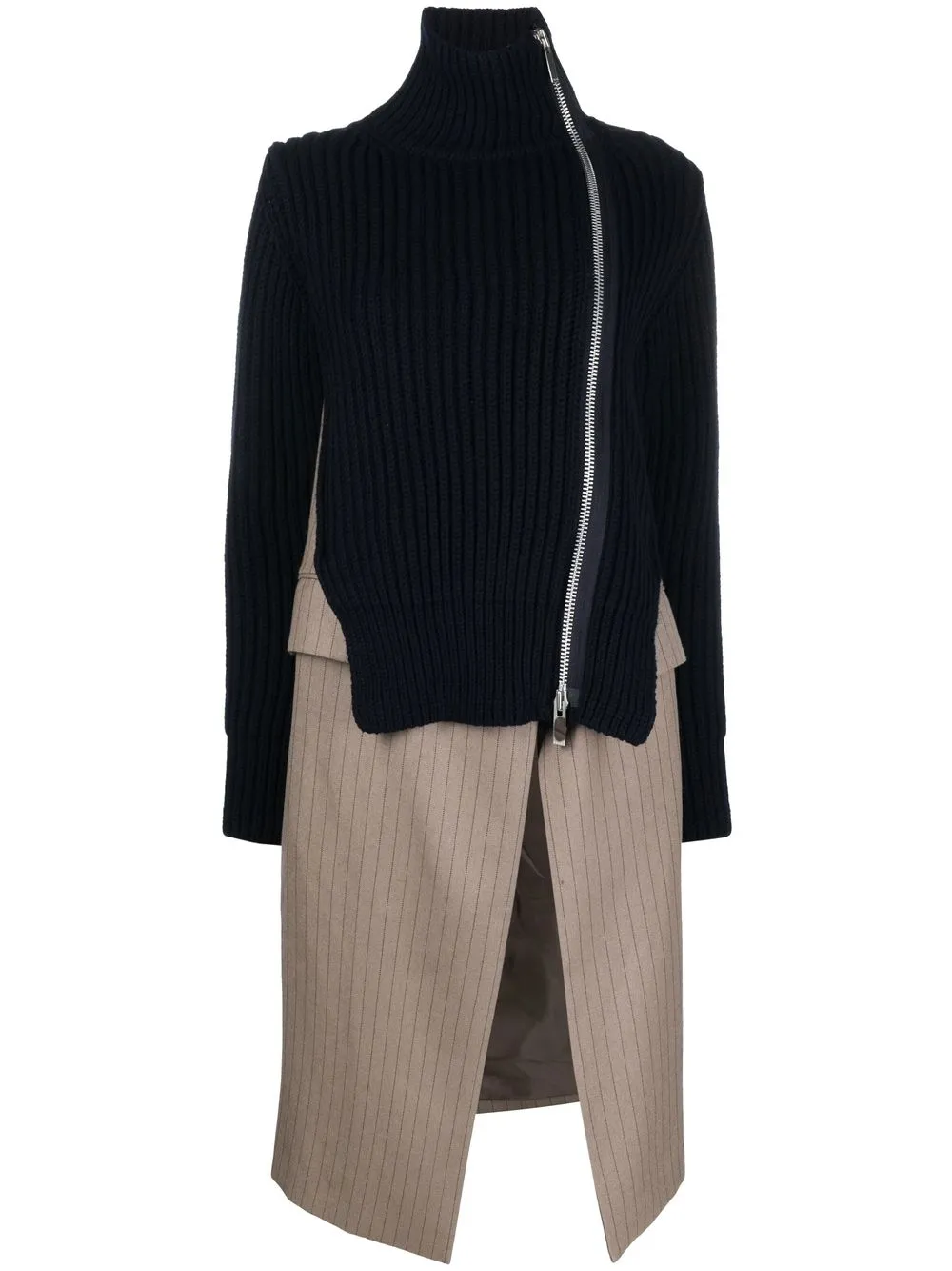 

sacai chunky ribbed-knit coat - Blue