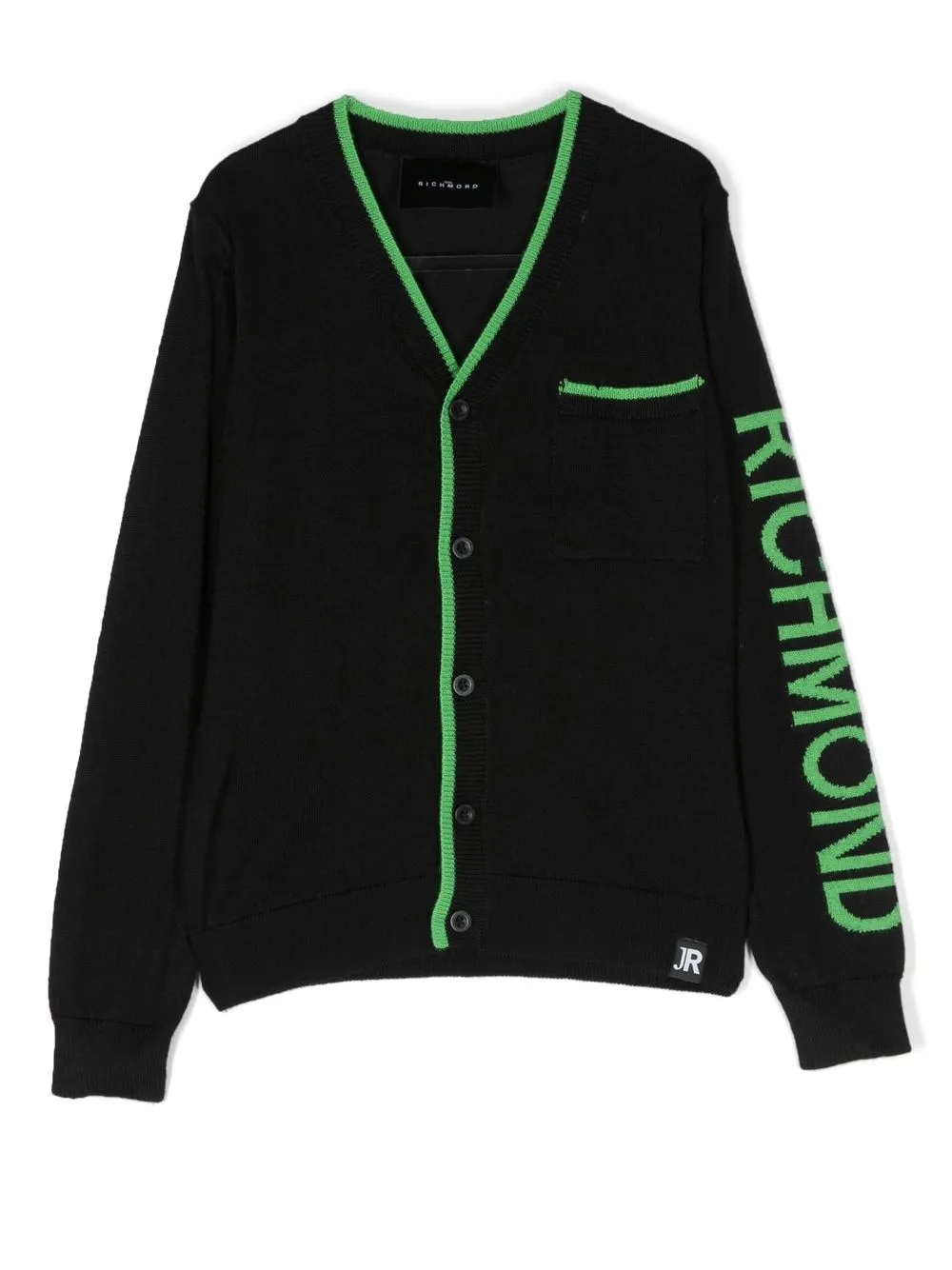 

John Richmond Junior cárdigan tejido con logo en intarsia - Negro