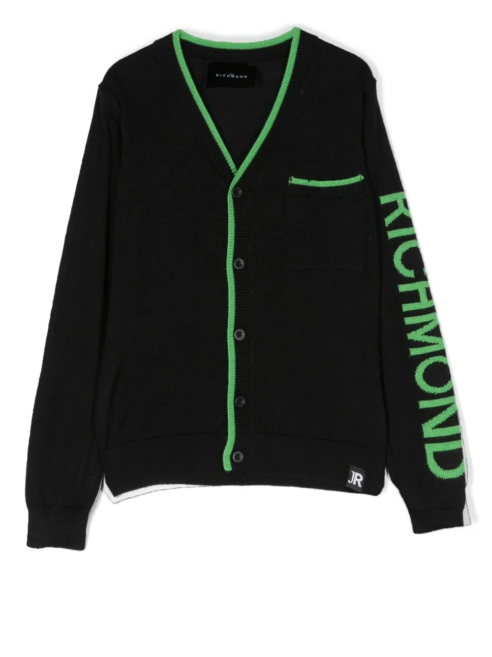

John Richmond Junior intarsia-knit logo cardigan - Black