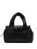 CHANEL Pre-Owned Chanel Medium Shopping Travel Tote Bag Plush Diamond Quilted Caviar Leather - Black