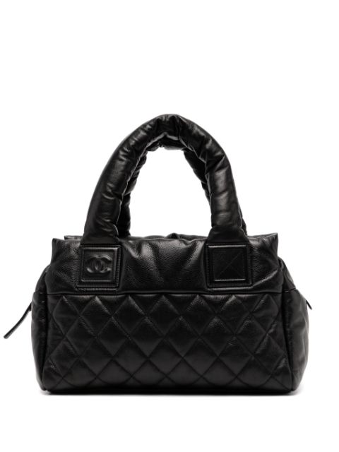 CHANEL Chanel Medium Shopping Travel Tote Bag Plush Diamond Quilted Caviar Leather Women