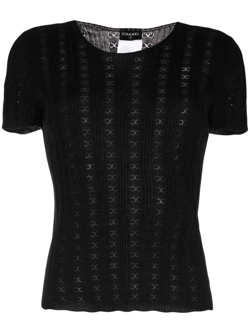 

Chanel Pre-Owned 2005 CC ribbed-knit short-sleeved top - Black