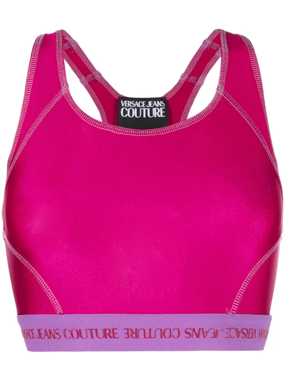 

Versace Jeans Couture logo-tape cropped top - Pink