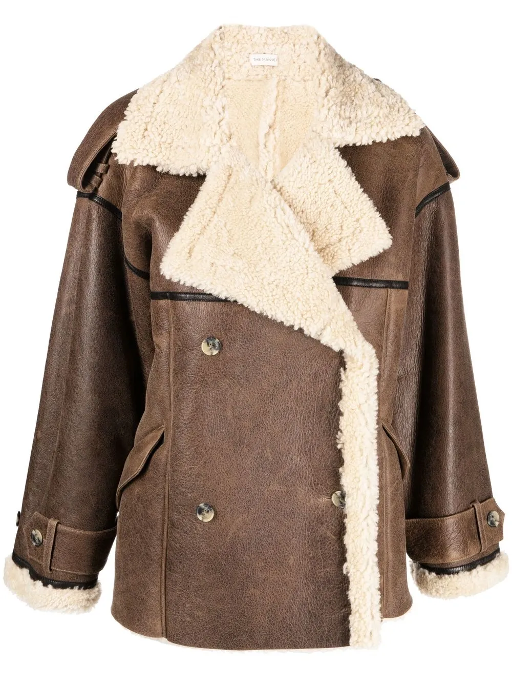 

The Mannei double-breasted leather jacket - Brown