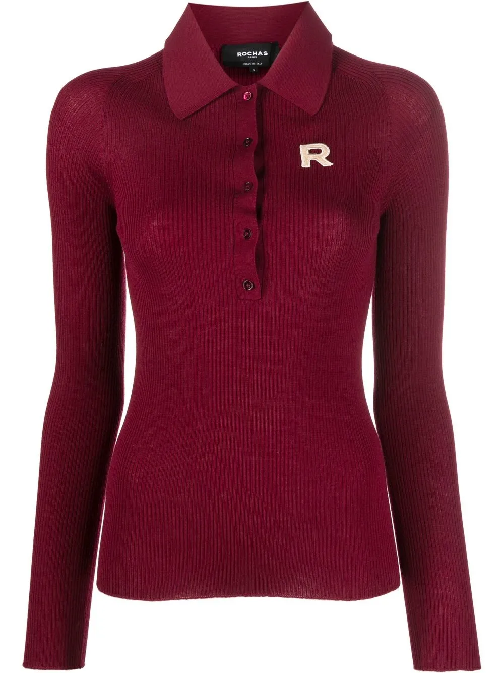 

Rochas playera tipo polo de canalé con parche del logo - Rojo