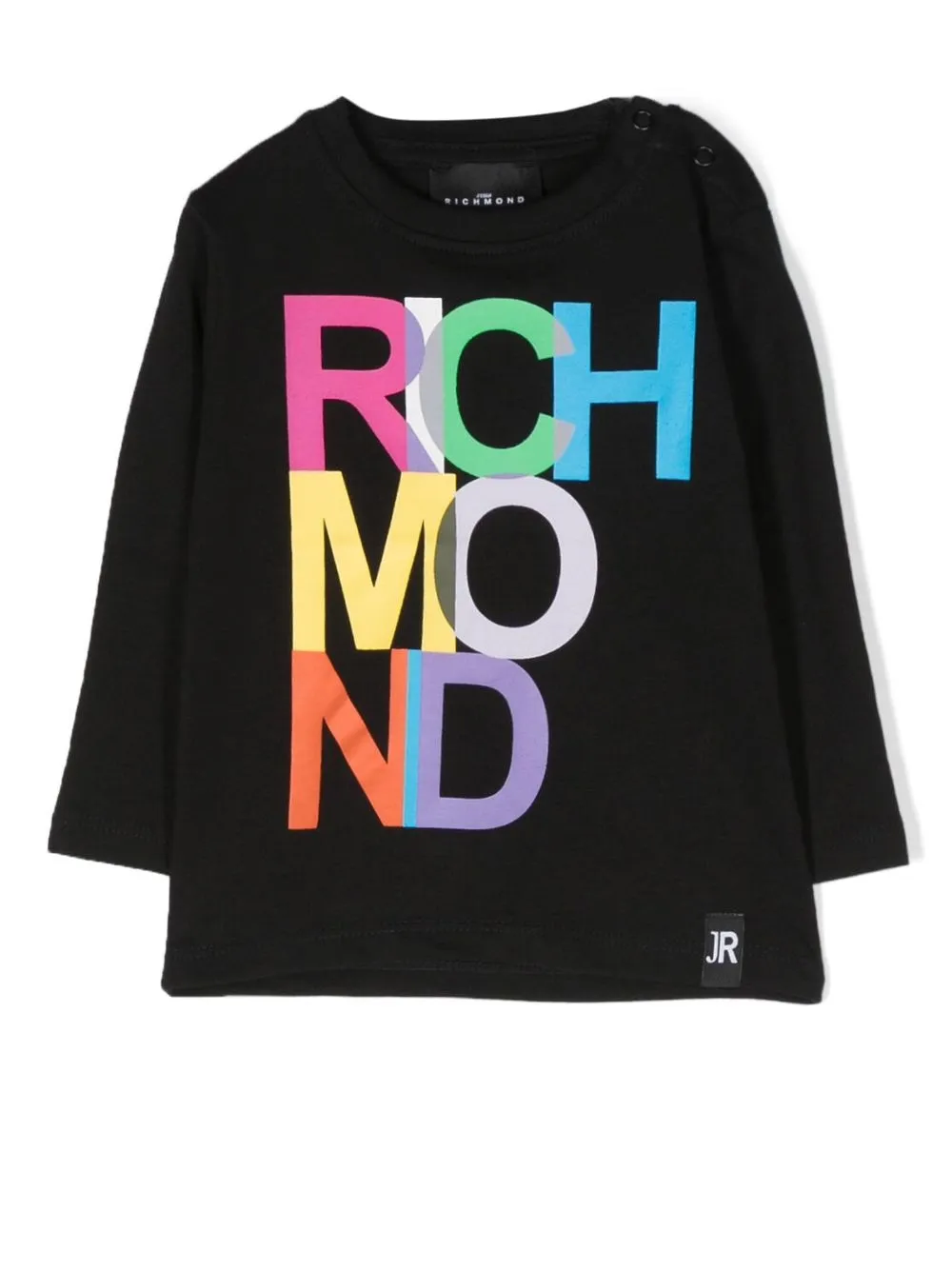 

John Richmond Junior playera manga larga con logo estampado - Negro