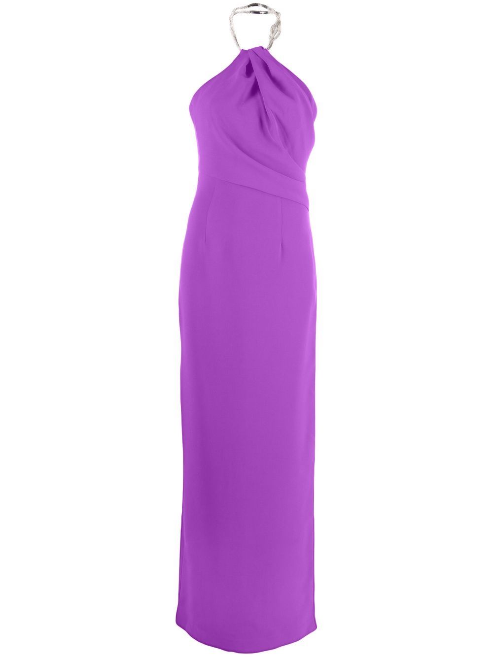 Solace London Purple Long Dress With American Neckline And Jewel ...