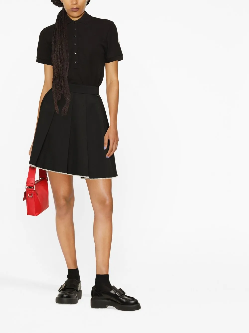 

Moncler logo-patch cotton polo top - Black