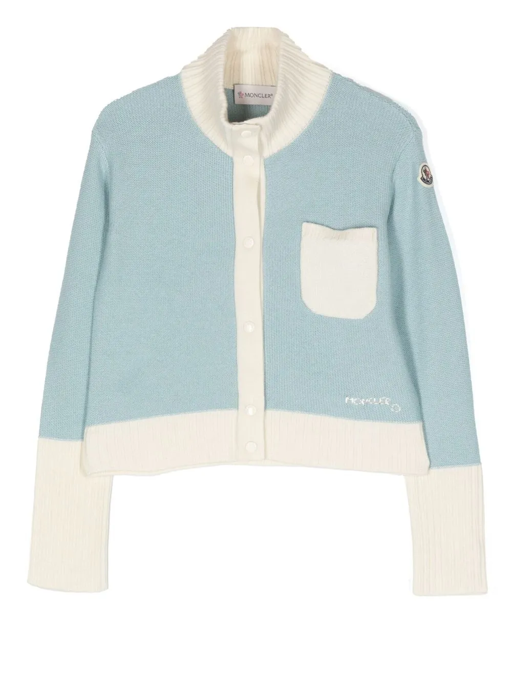 

Moncler Enfant logo-patch button-up cardigan - Blue