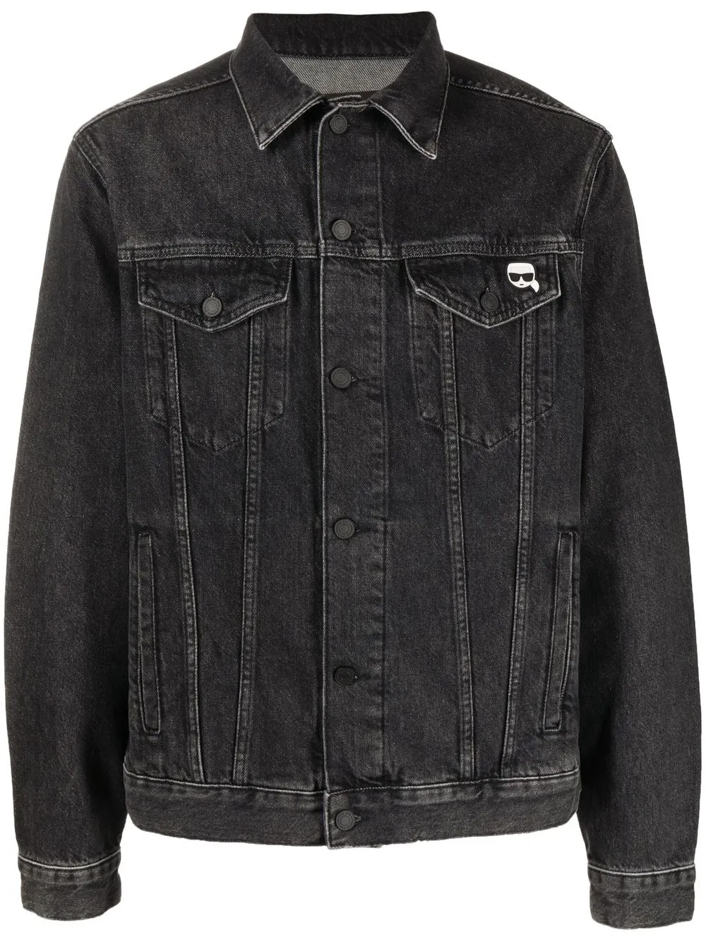 

Karl Lagerfeld Ikonik logo-patch denim jacket - Black