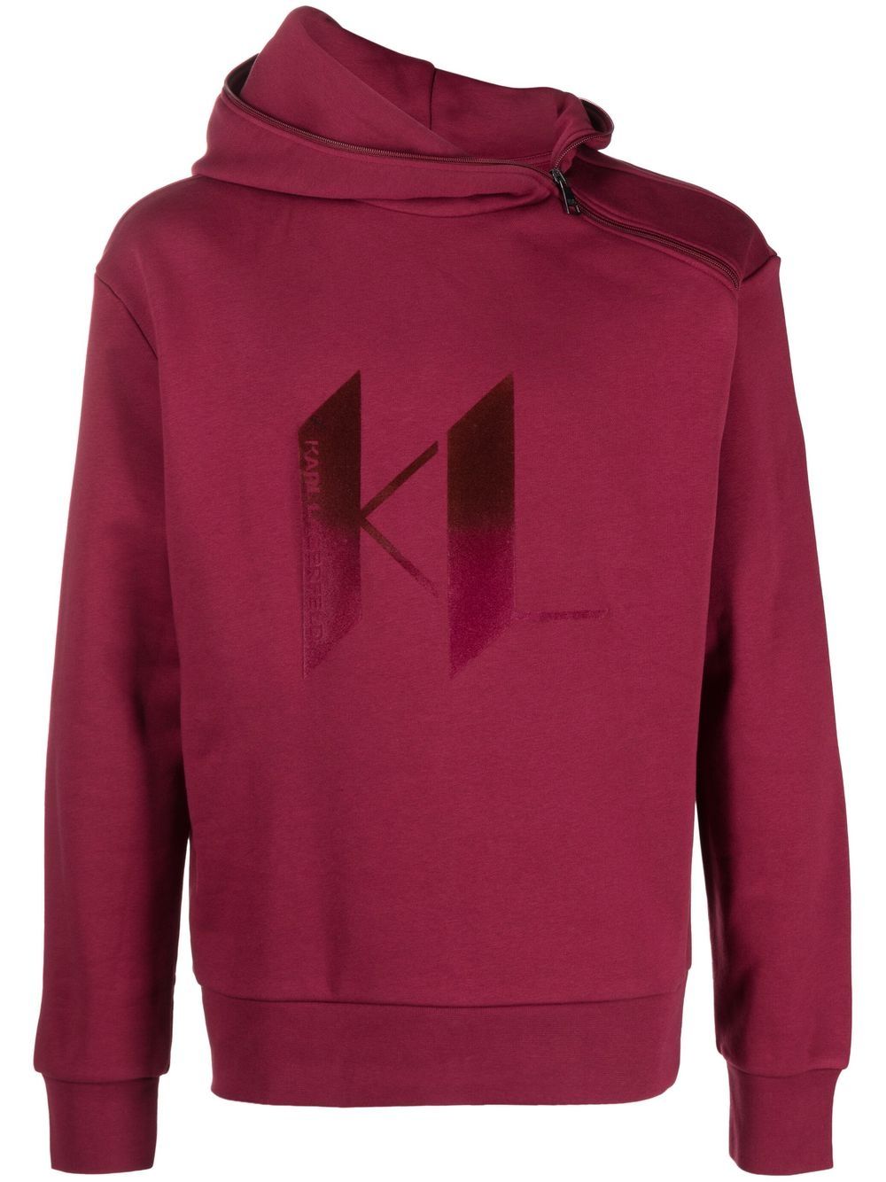 

Karl Lagerfeld logo-print asymmetric zip hoodie - Red