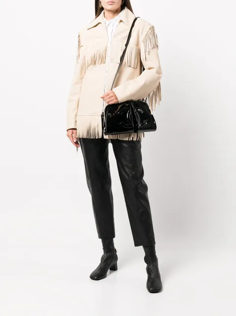 CHANEL Pre-Owned Split Frame logo shoulder bag ChanelDoubleSplitFrameRunwayBlackPatentLeatherCrossBodyBag - 1