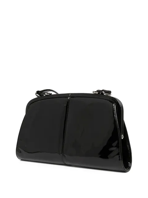 CHANEL Pre-Owned Split Frame logo shoulder bag ChanelDoubleSplitFrameRunwayBlackPatentLeatherCrossBodyBag - 2